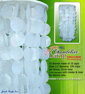 Capiz chips natural white in circle design.