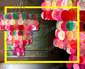 Colored Round Capiz Chips design for capiz chandelier